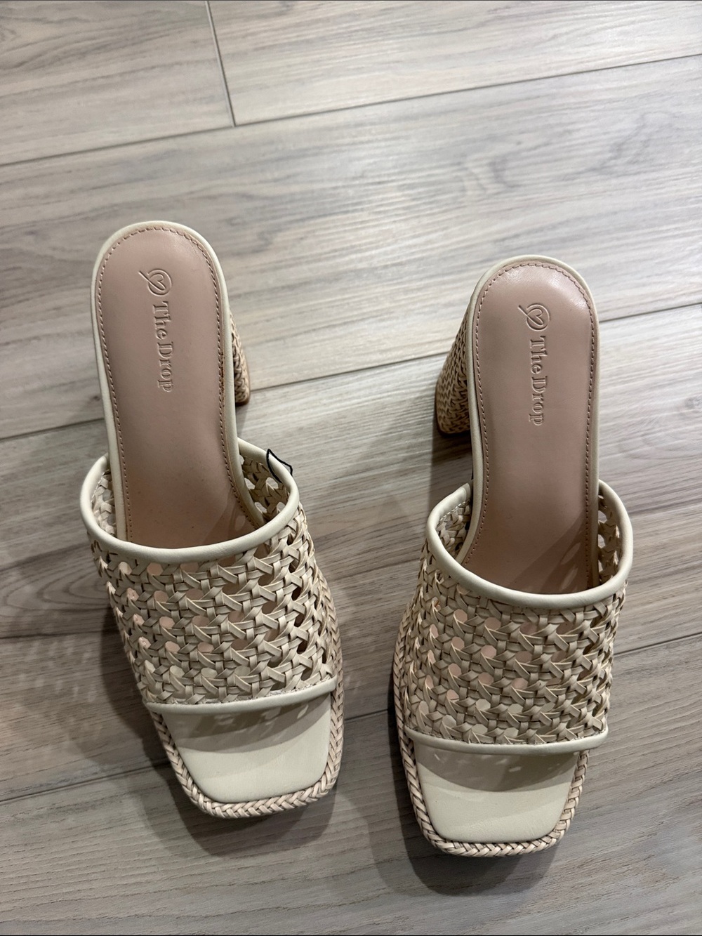 Women's Cream Woven Slide Heels